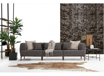Sofa Trzyosobowa 3 miejsce do siedzenia Sofy Szary Materiał Salon Luksusowy Nowoczesny Nowy