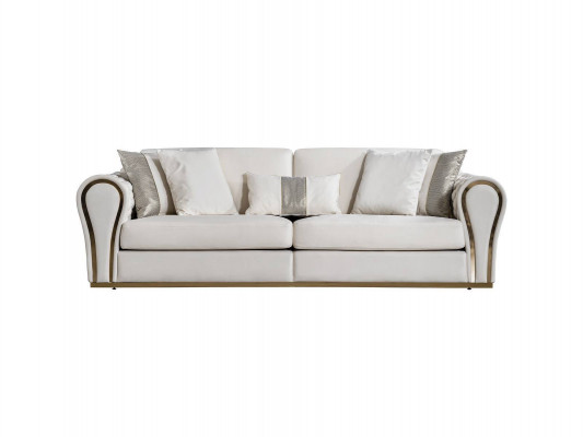 Biała trzyosobowa designerska sofa tapicerowana luksusowe 3-miejsce siedzące Włókienniczy mebel do siedzenia