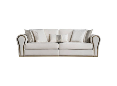 Biała trzyosobowa designerska sofa tapicerowana luksusowe 3-miejsce siedzące Włókienniczy mebel do siedzenia