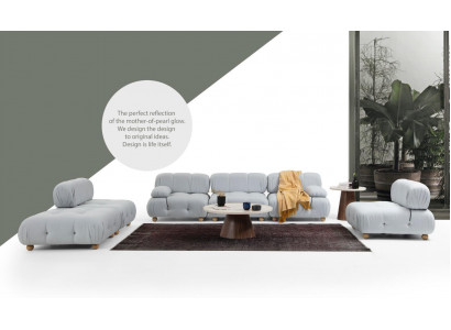 Kompletny zestaw sofowy Zestaw sofowy 321 miejsce do siedzenia Zestaw Modern Material Grey