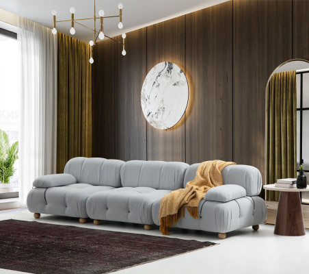 Kompletny zestaw sofowy Zestaw sofowy 321 miejsce do siedzenia Zestaw Modern Material Grey