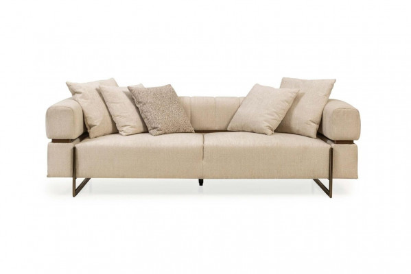 Beżowa trzyosobowa designerska sofa materiałowa Meble tapicerowane Luksusowe 3-miejsce siedzenia