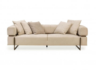 Beżowa trzyosobowa designerska sofa materiałowa Meble tapicerowane Luksusowe 3-miejsce siedzenia