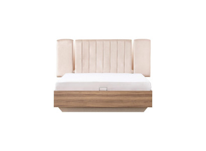 Rama łóżka Podwójne łóżko z Podstawą łóżka Beżowy Materiał Luxury Modern
