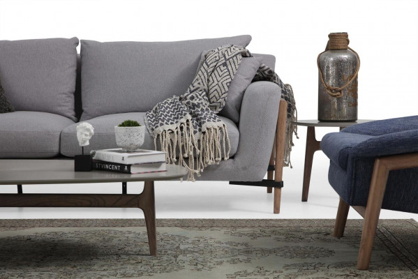 Zestaw sofowy 4 miejsce do siedzenia Fotel Czteroosobowe sofy materiałowe Nowoczesny Design Szary