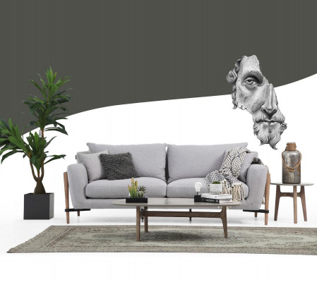 Zestaw sofowy 4 miejsce do siedzenia Fotel Czteroosobowe sofy materiałowe Nowoczesny Design Szary