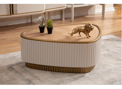 Trójkątny stolik kawowy Biały -Brązowy salon Stoliki do stolików drewnianych