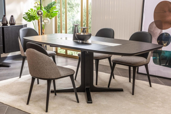 Designerskie meble do jadalni Black Drewno Stół obiadowy Luksusowe krzesła tapicerowane