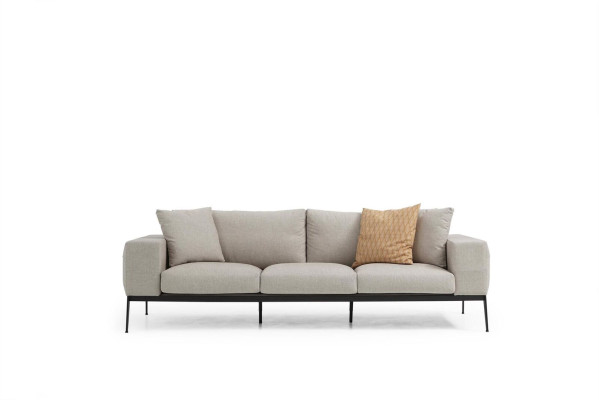 Sofa Trzyosobowa 3 miejsce do siedzenia Sofy Szary Materiał Salon Luksusowy Nowoczesny Nowy