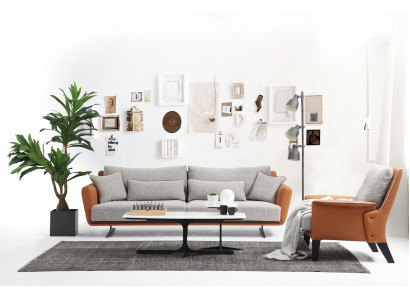 Zestaw sofowy 21 miejsce do siedzenia Sofa do salonu Pomarańczowy Materiał Fotel Dwumiejscowy