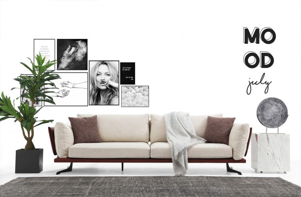 Sofa trzyosobowa 3 miejsce do siedzenia Materiał Beżowy Nowoczesny Design Salon Luksus