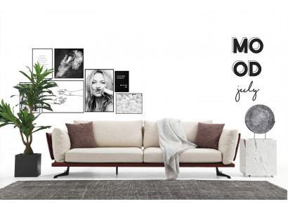 Sofa trzyosobowa 3 miejsce do siedzenia Materiał Beżowy Nowoczesny Design Salon Luksus