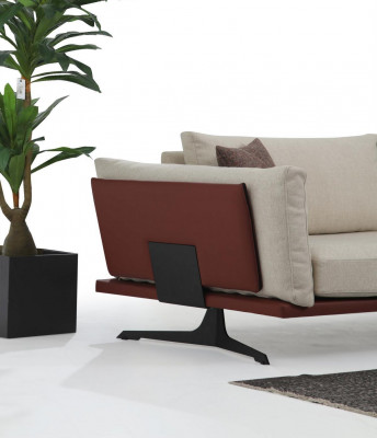 Sofa trzyosobowa 3 miejsce do siedzenia Materiał Beżowy Nowoczesny Design Salon Luksus
