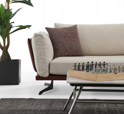 Sofa trzyosobowa 3 miejsce do siedzenia Materiał Beżowy Nowoczesny Design Salon Luksus