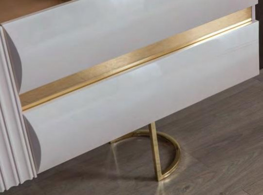 Designerska Biała Stal kuchenna Kredens Nowoczesna jadalnia Drewno Noble Kredens