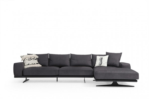 Narożnikowa kanapa Sofa w kształcie litery L Szara Nowoczesna materiałowa Sofy miejsce do siedzenia Design