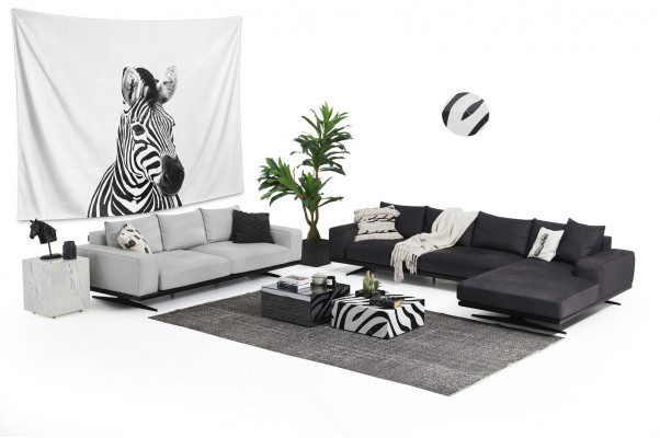 Narożnikowa kanapa Sofa w kształcie litery L Szara Nowoczesna materiałowa Sofy miejsce do siedzenia Design