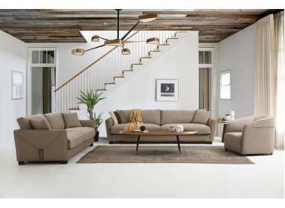 Zestaw sofowy 431 miejsce do siedzenia Fotel Sofa Nowoczesny Materiał Beżowy Zestaw Sofy 3-częściowe