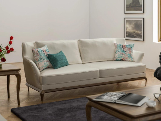 Salon Nowoczesna Trzyosobowa Sofa Biała Kanapa Design Meble Meble tapicerowane