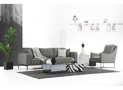 Zestaw sofowy 3 miejsce do siedzenia Fotel Trzyosobowe sofy materiałowe Nowoczesny Design Szary
