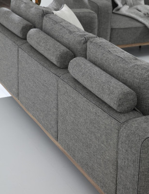 Zestaw sofowy 3 miejsce do siedzenia Fotel Trzyosobowe sofy materiałowe Nowoczesny Design Szary