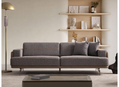 Szara trzyosobowa luksusowa kanapa do salonu designerska sofa 3-miejscowa do siedzenia