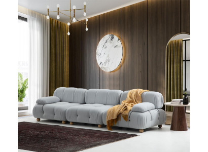 Sofa 3 miejsce do siedzenia Trzyosobowa Nowoczesna materiałowa Szara sofa Design Pokój dzienny Nowość