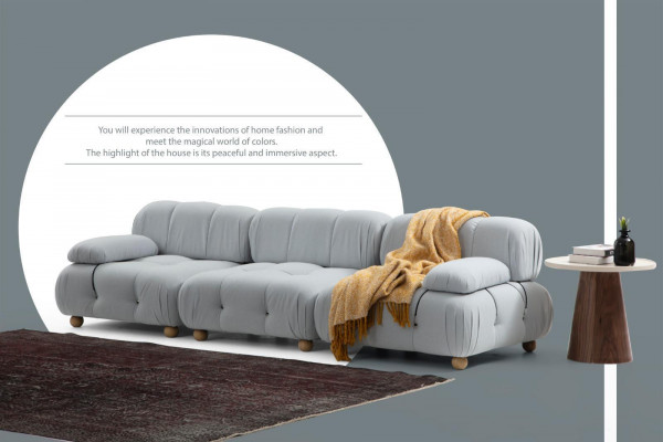 Sofa 3 miejsce do siedzenia Trzyosobowa Nowoczesna materiałowa Szara sofa Design Pokój dzienny Nowość