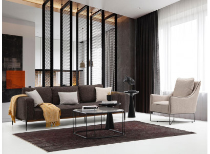 Zestaw sofowy 2 miejsce do siedzenia Fotel Dwumiejscowe sofy z szarego materiału Nowoczesny design