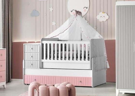 Stylowe łóżko składane dla Baby Multicolored Perfect Meble dla Twojego żłobka удаление