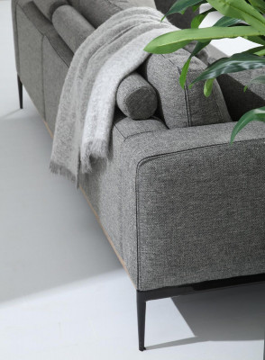 Sofa czteroosobowa 4 miejsce do siedzenia Sofy materiałowe Nowoczesny design Pokój dzienny Szary