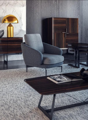 Szary Fotel Luksusowe Meble tapicerowane Living Room Design Włókienniczy PolsterFotel Nowość