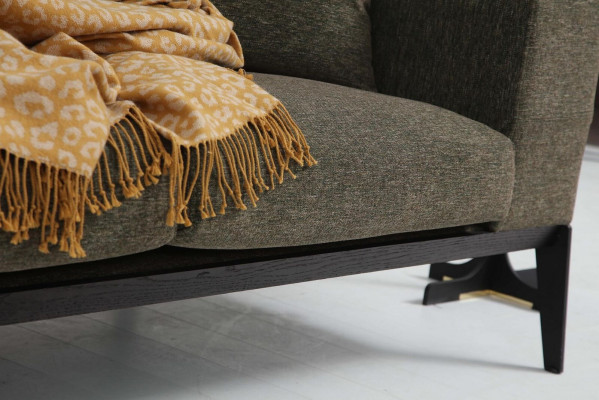 Sofa dwuosobowa 2 miejsce do siedzenia Materiał Szary Nowoczesny Design Pokój dzienny Poliester