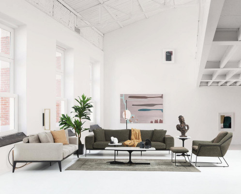 Sofa dwuosobowa 2 miejsce do siedzenia Materiał Szary Nowoczesny Design Pokój dzienny Poliester