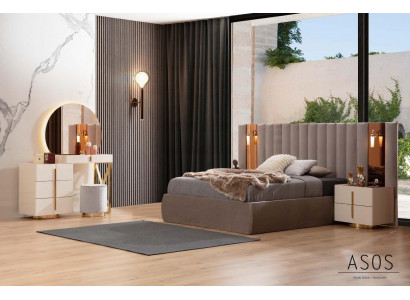 Stylowy komplet Sypialnia Designerska Toaletka Drewno 2x Szafki nocne