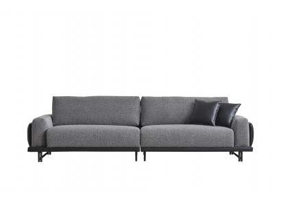 Szary salon trzyosobowy luksusowy Meble tapicerowane designerska rama drewniana