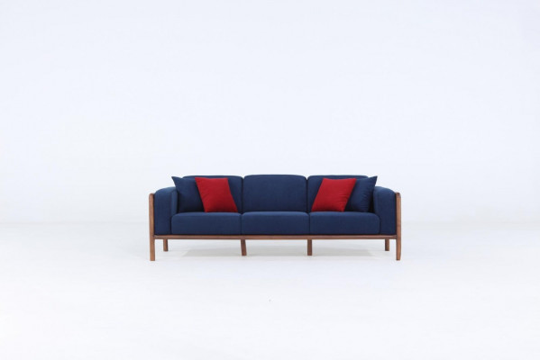 Sofa 3 miejsce do siedzenia Trzyosobowa Nowoczesna materiałowa Sofa w kolorze niebieskim Design Salon Nowość