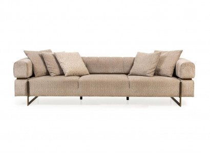 Beżowa czteroosobowa designerska sofa materiałowa tapicerowane sofy do salonu kanapy