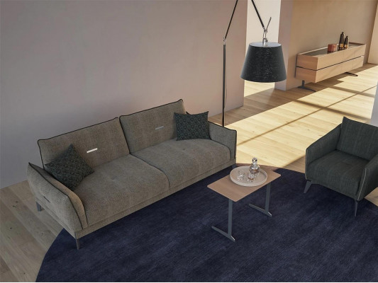 Design Szara Sofa Trzyosobowa Nowoczesna 2x Fotel Meble tapicerowane Luksusowy stolik kawowy