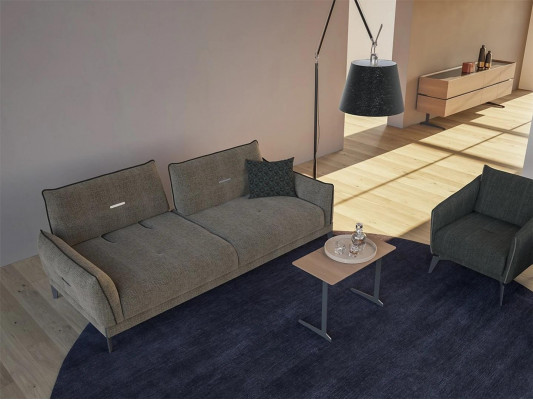 Design Szara Sofa Trzyosobowa Nowoczesna 2x Fotel Meble tapicerowane Luksusowy stolik kawowy