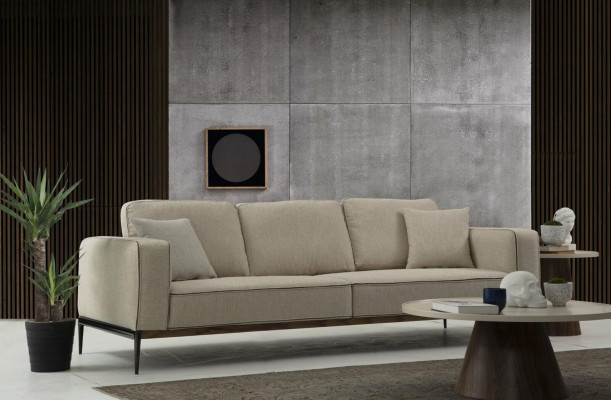 Sofa trzyosobowa 3 miejsce do siedzenia Materiał Nowoczesne Sofy Design Salon Beżowy