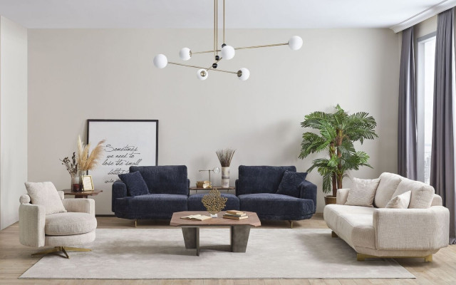 Zestaw Sof do Salonu 4+3+1 miejsce do siedzenia Design Couch Meble Włókiennicze Podkładka Nowe