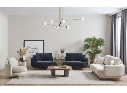 Zestaw Sof do Salonu 4+3+1 miejsce do siedzenia Design Couch Meble Włókiennicze Podkładka Nowe
