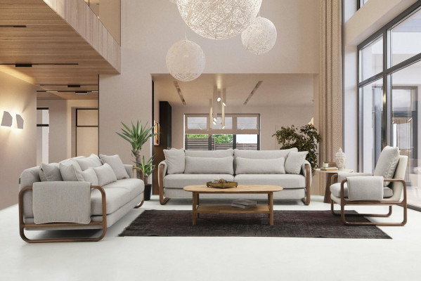 Zestaw sofowy 431 miejsce do siedzenia Fotel Modern Material Grey Zestaw do salonu Grupa