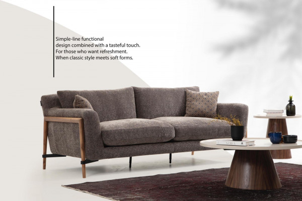 Sofy Zestaw sofowy 4 miejsce do siedzenia Fotel Czteroosobowy Material Salon Szary