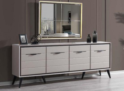 Biała 4-drzwiowa jadalnia Kredens Designer Kredens Luxury Szkło Lustro