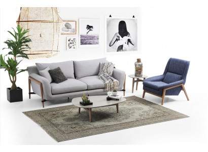 Zestaw sofowy 2 miejsce do siedzenia Fotel Dwuosobowe sofy materiałowe Nowoczesny design Szary