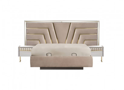 Beżowa Sypialnia Łóżko Designer 2x Szafki nocne Stivoller Zestaw 3szt