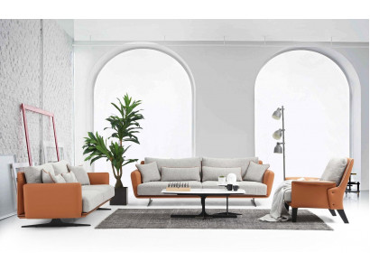 Kompletny zestaw sofowy Zestaw sofowy Sofa 321 miejsce do siedzenia Materiał Pomarańczowy