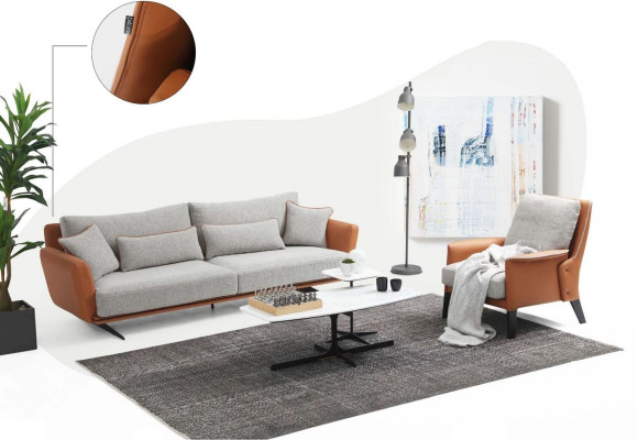 Kompletny zestaw sofowy Zestaw sofowy Sofa 321 miejsce do siedzenia Materiał Pomarańczowy
